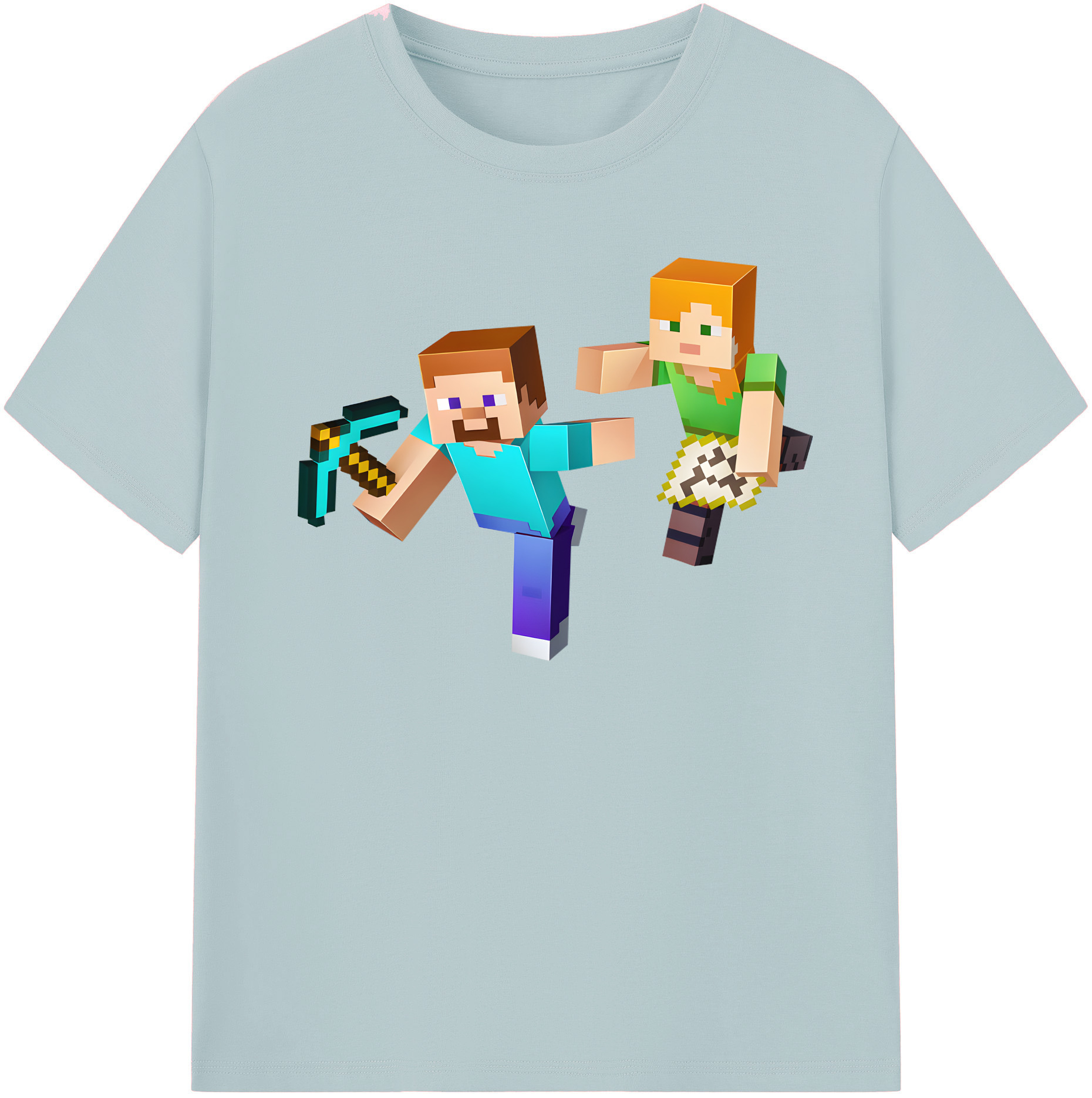 （画像用） マインクラフト ブロックの世界 Minecraft MC Block world 綿100％半袖Tシャツ（フロントプリント）